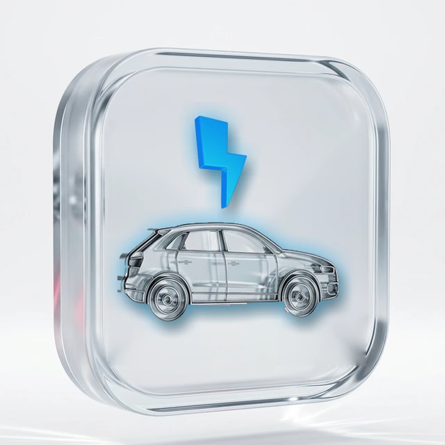 3D-Glassymbol: Elektroauto & Hybrid bewerten