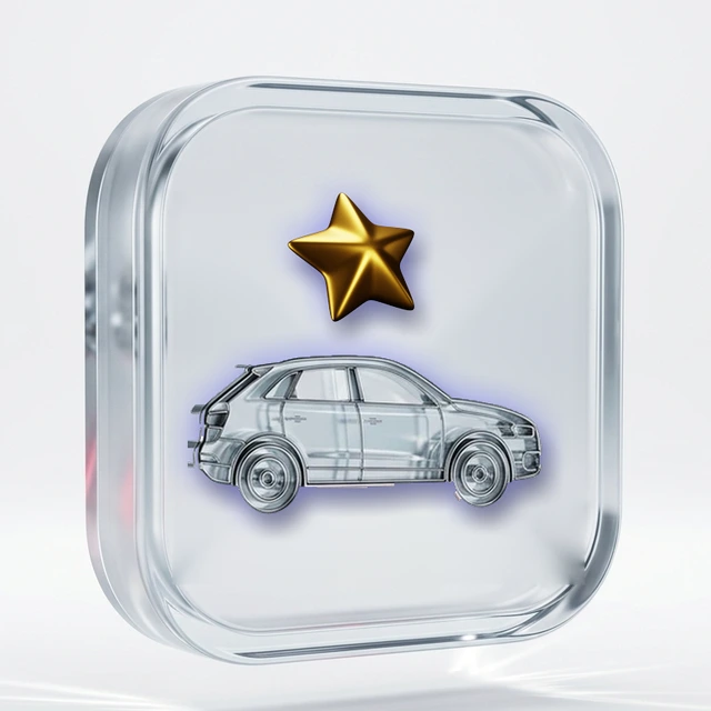 3D-Glassymbol: Firmenwagen bewerten