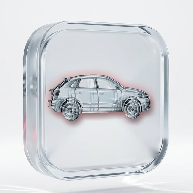 3D-Glassymbol: Gebrauchtwagen bewerten