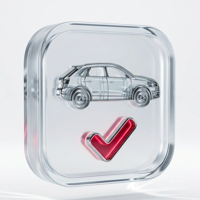 3D-Glassymbol: Kostenlose Fahrzeugbewertung