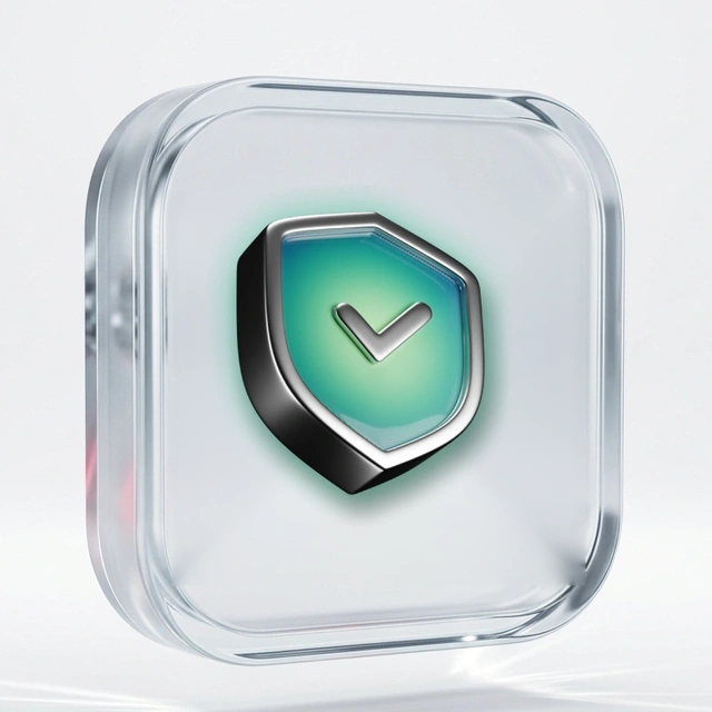 3D-Glassymbol: Transparente Abwicklung